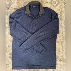 Patrick Assaraf extra fine merino wool grey quarter zip sweater